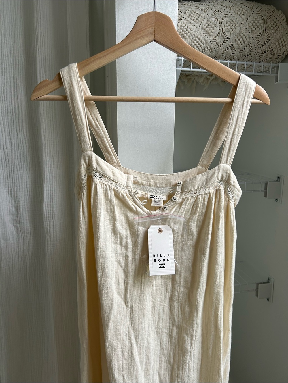 Billabong Cream Boho Maxi Dress with Lace Trim - Summers End Maxi - Picture 3 of 7